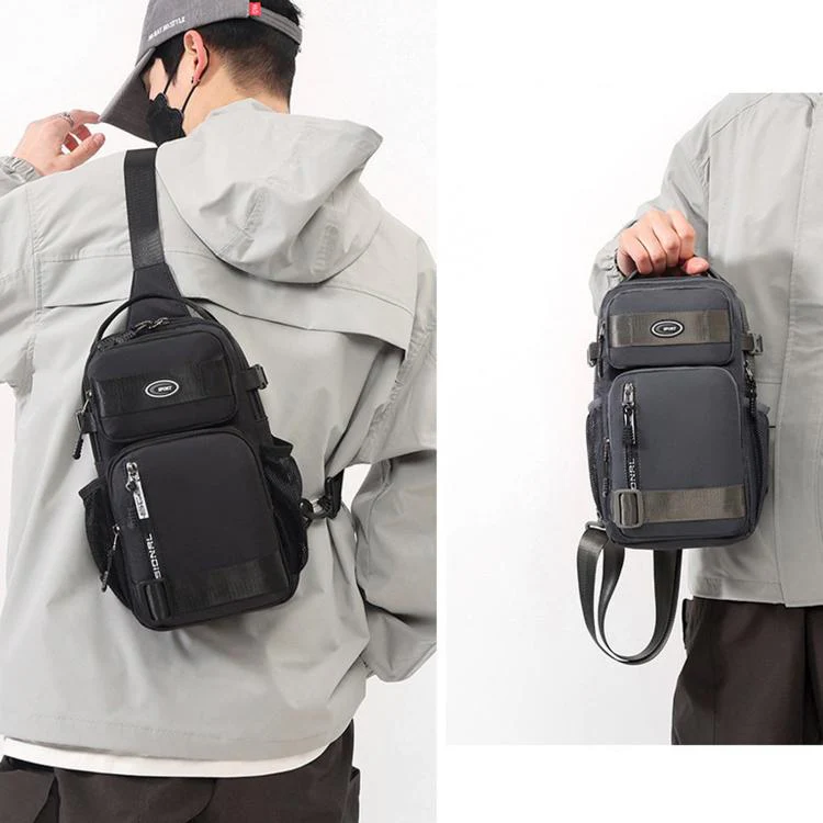Portable Men Sports Chest Bag, Large Capacity Casual Shoulder Bag(Black) - Image 6