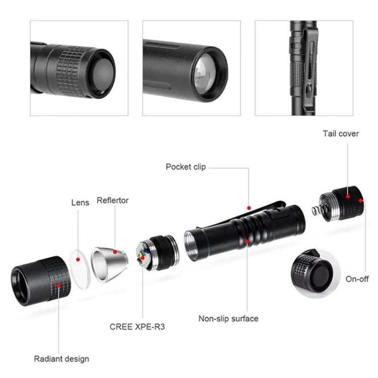 Portable Mini Flashlight Outdoor Waterproof Handheld LED Flashlight, Style: 1 Battery White Light - Image 4