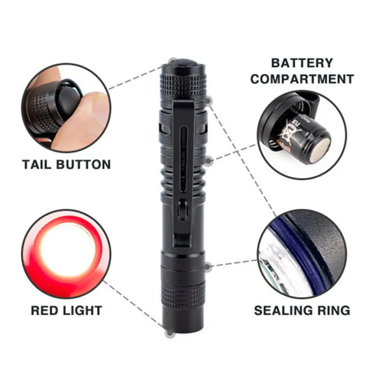 Portable Mini Flashlight Outdoor Waterproof Handheld LED Flashlight, Style: 2 Battery Purple Light - Image 5