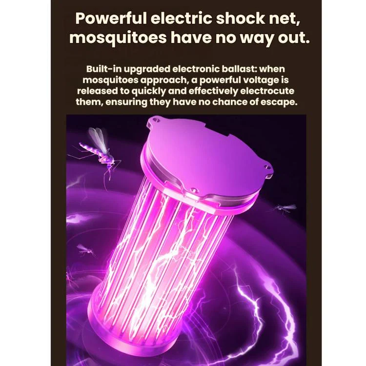 Portable Mosquito-Killing Night Light For Home And Outdoor Use, Color: Gray-purple Straight Plug - Image 5