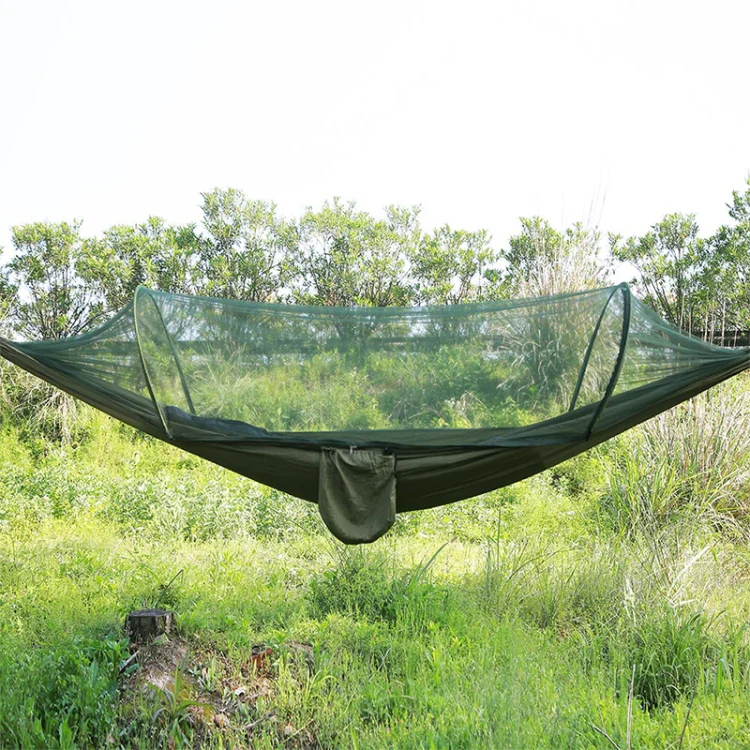 Portable Outdoor Camping Full-automatic Nylon Parachute Hammock with Mosquito Nets, Size : 290 x 140cm (Army Green) - Image 2