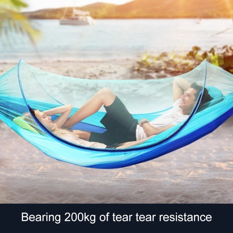 Portable Outdoor Camping Full-automatic Nylon Parachute Hammock with Mosquito Nets, Size : 290 x 140cm (Silver Gray + Orange) - Image 10