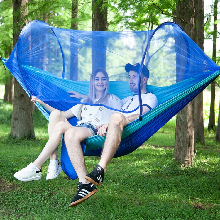 Portable Outdoor Camping Full-automatic Nylon Parachute Hammock with Mosquito Nets, Size : 290 x 140cm (Silver Gray + Orange) - Image 11