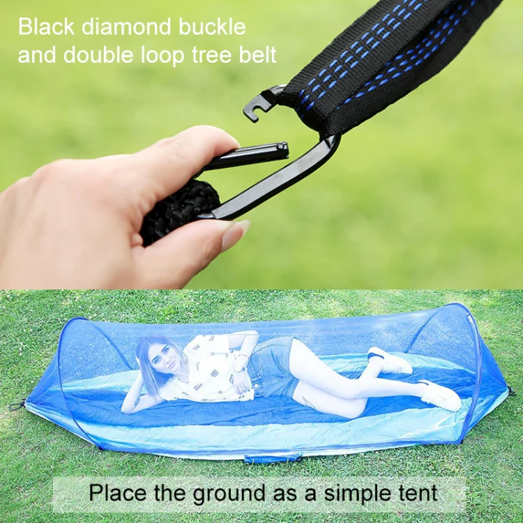 Portable Outdoor Camping Full-automatic Nylon Parachute Hammock with Mosquito Nets, Size : 290 x 140cm (Silver Gray + Orange) - Image 8