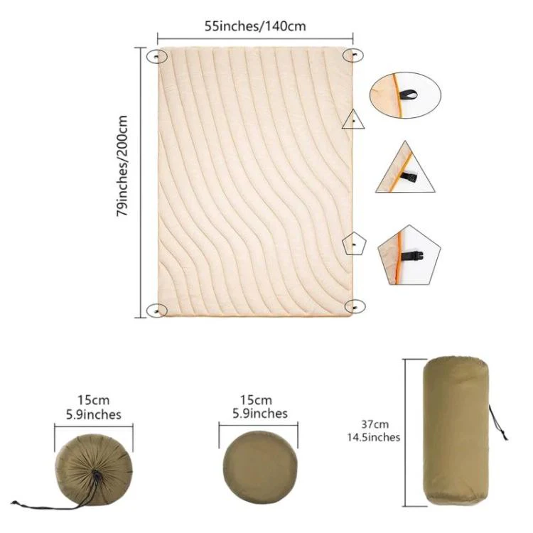Portable Outdoor Camping Thermal Blanket Waterproof Camping Mat, Style: Black 4-1 - Image 5