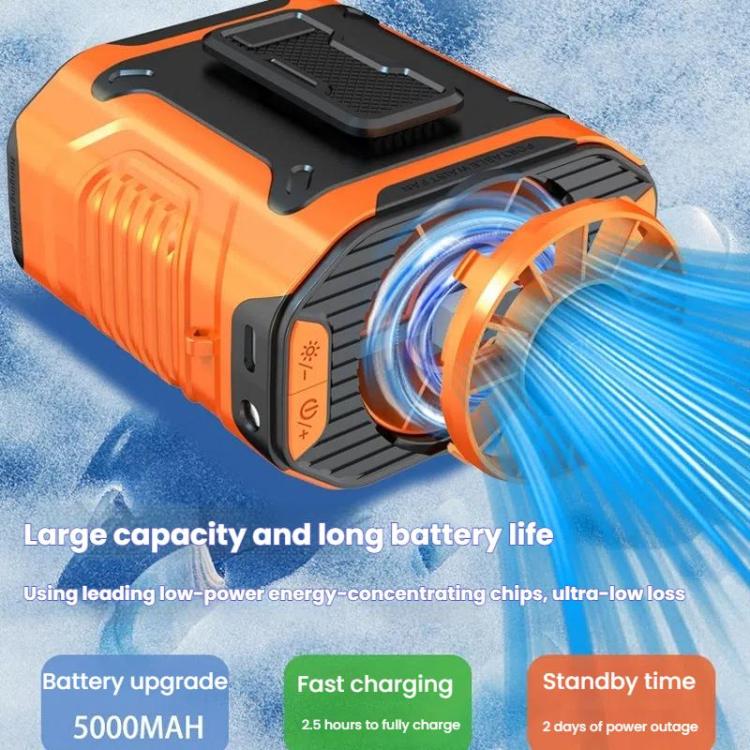Portable Outdoor Hanging Waist Fan 100 Speeds Cooling Camping Neck Fan Long Life Charging Cooler(Orange) - Image 6
