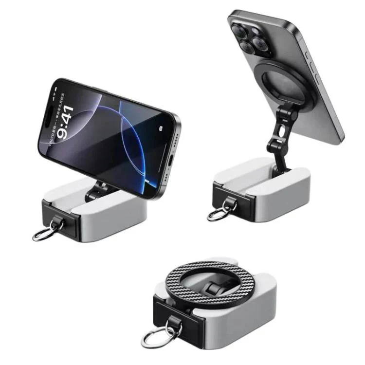 Portable Rotatable Foldable Desktop Magnetic Phone Holder(White)