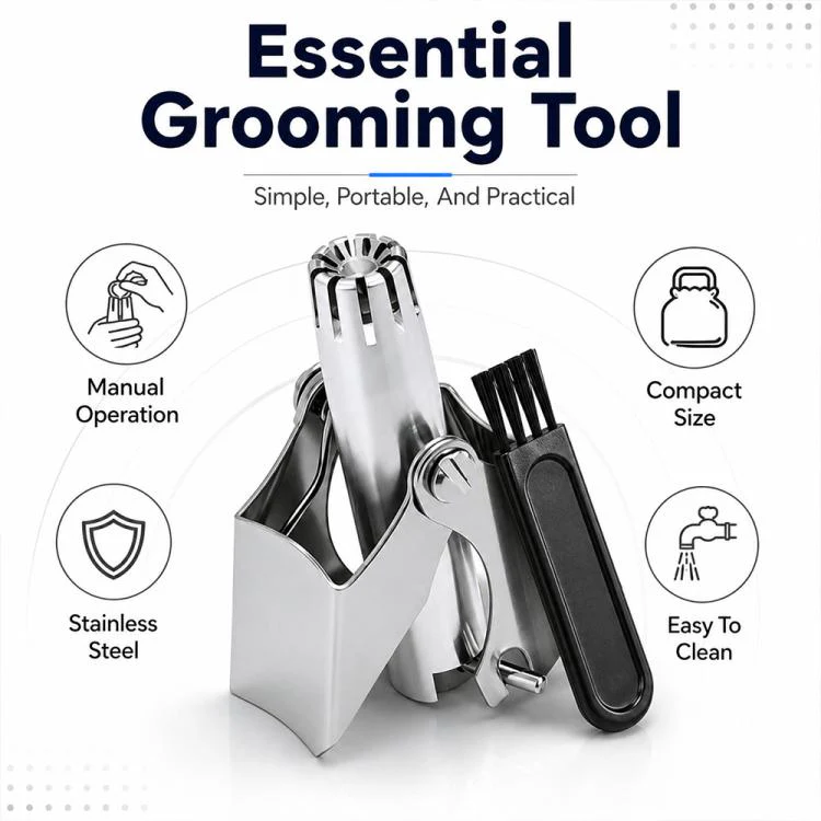 Portable Stainless Steel Manual Nose Hair Trimmer Travel Grooming Tool(Mirror Silver) - Image 12