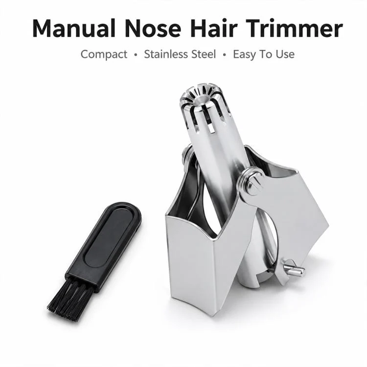 Portable Stainless Steel Manual Nose Hair Trimmer Travel Grooming Tool(Mirror Silver) - Image 3