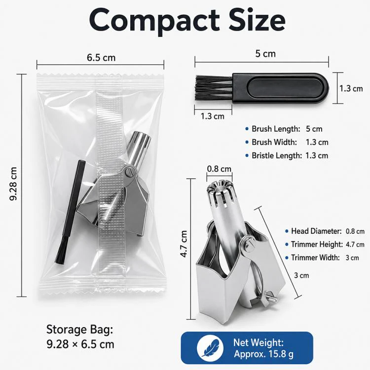Portable Stainless Steel Manual Nose Hair Trimmer Travel Grooming Tool(Mirror Silver) - Image 4