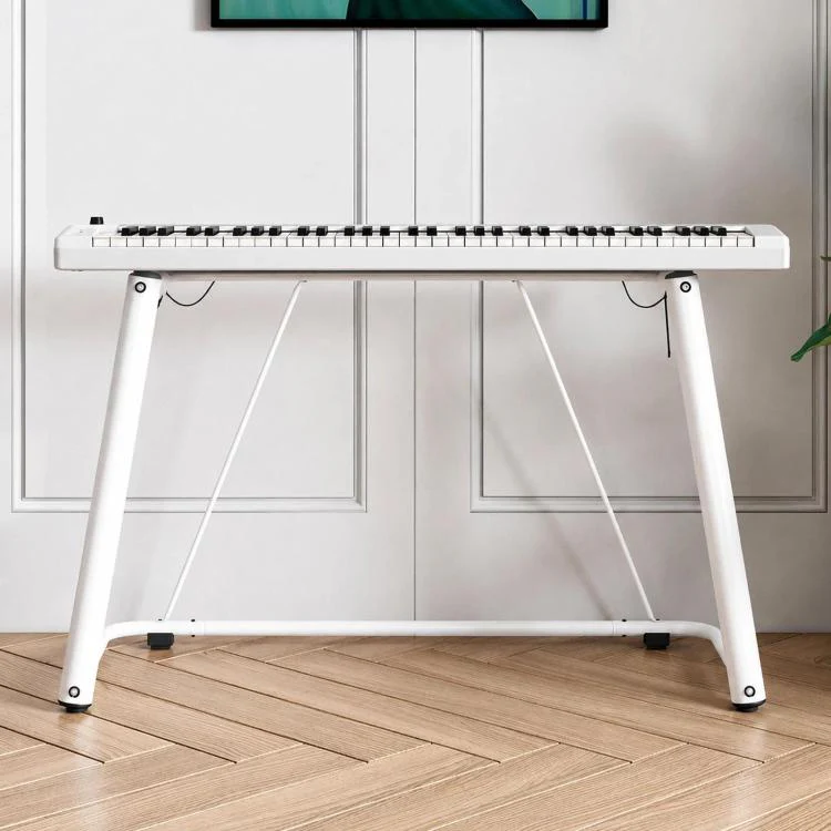 Portable Widened Thickened Electronic Piano Metal U-shaped Frame(White)