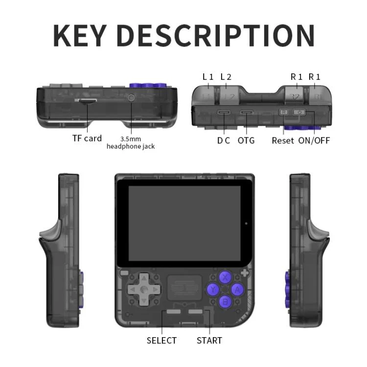 POWKIDDY V10 Retro Handheld Game Console 3.5-inch IPS OCA Full Fit, Quad-Core Cortex-A35 1.5GHz 64G(Gray) - Image 7