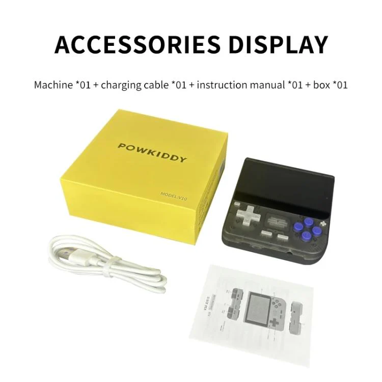 POWKIDDY V10 Retro Handheld Game Console 3.5-inch IPS OCA Full Fit, Quad-Core Cortex-A35 1.5GHz 64G(Gray) - Image 8