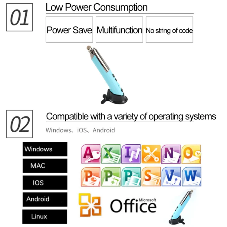 PR-08 Multifunctional Wireless Bluetooth Pen Mouse Capacitive Pen Mouse(Grey) - Image 7