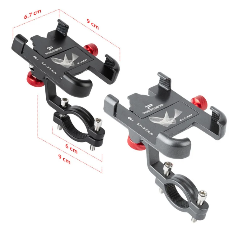 PROMEND SJJ-297 Aluminum Alloy Rotation Adjustable Bicycle Mobile Phone Bracket(Titanium) - Image 2