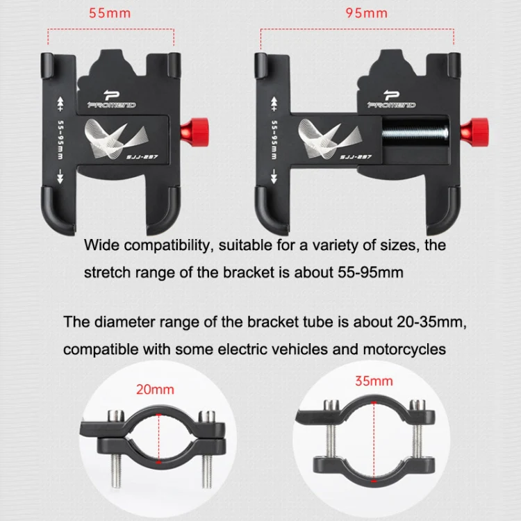 PROMEND SJJ-297 Aluminum Alloy Rotation Adjustable Bicycle Mobile Phone Bracket(Titanium) - Image 3