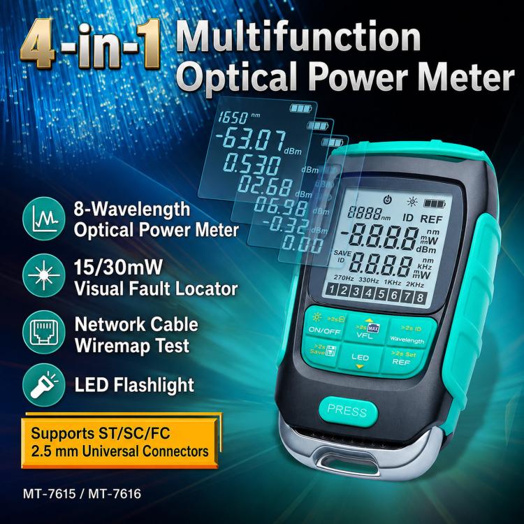 Proskit MT-7615-C 15nW Multifunctional Optical Power Meter 4 In 1 Fiber Optic Tester - Image 2