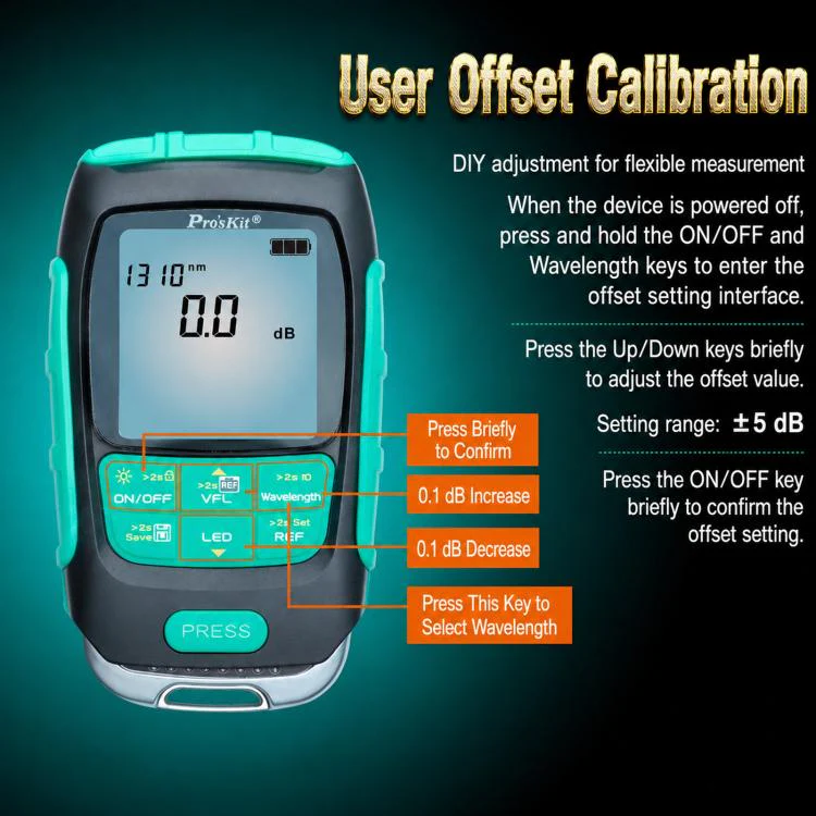 Proskit MT-7616-C 30nW Multifunctional Optical Power Meter 4 In 1 Fiber Optic Tester - Image 4