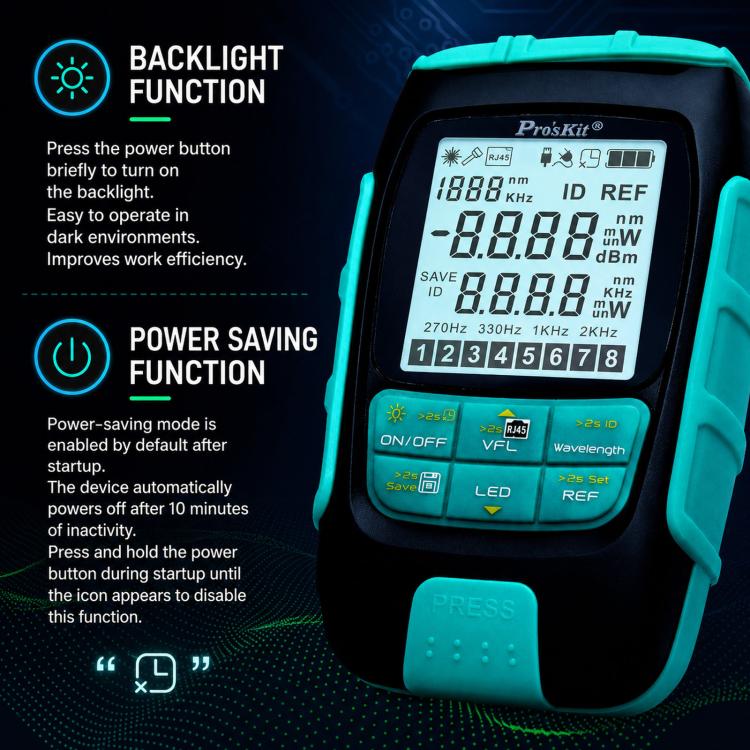 Proskit MT-7616-C 30nW Multifunctional Optical Power Meter 4 In 1 Fiber Optic Tester - Image 5