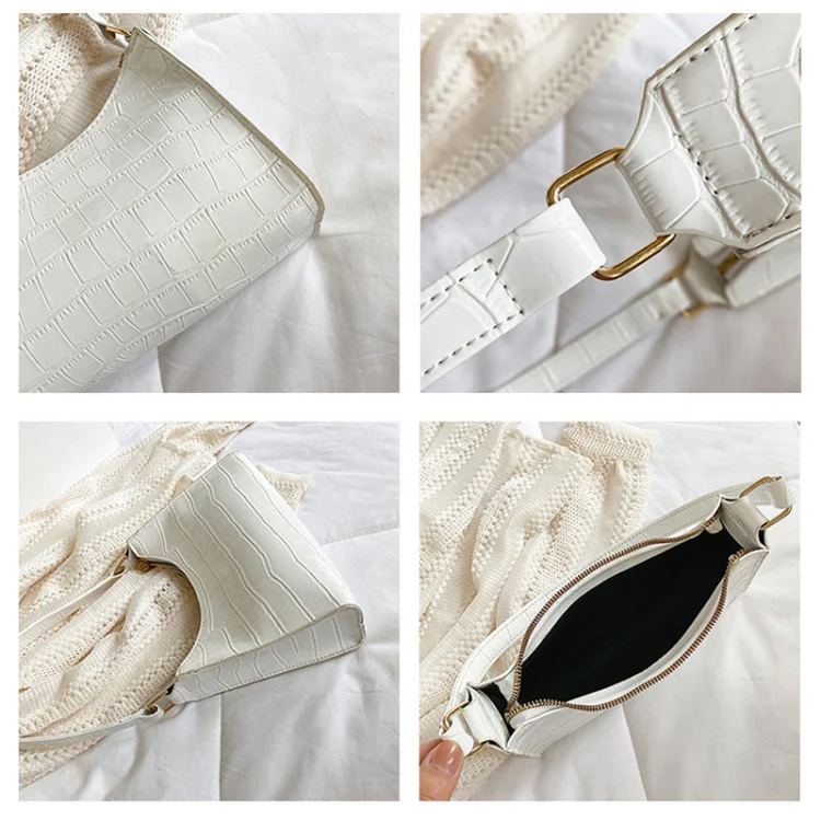 PU Leather Armpit Small Square Bag Female Stone Pattern Shoulder Bag Handbag(Green) - Image 4