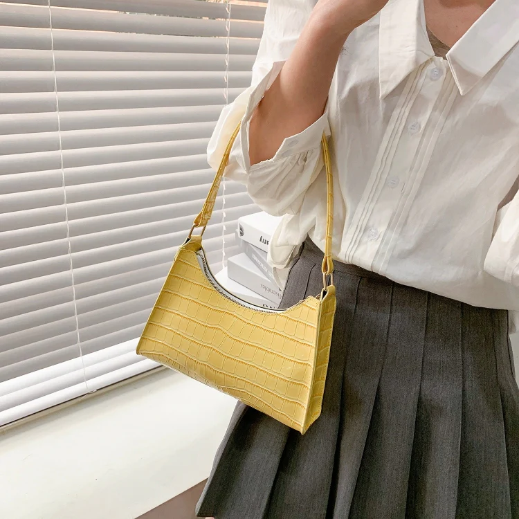 PU Leather Armpit Small Square Bag Female Stone Pattern Shoulder Bag Handbag(Green) - Image 5