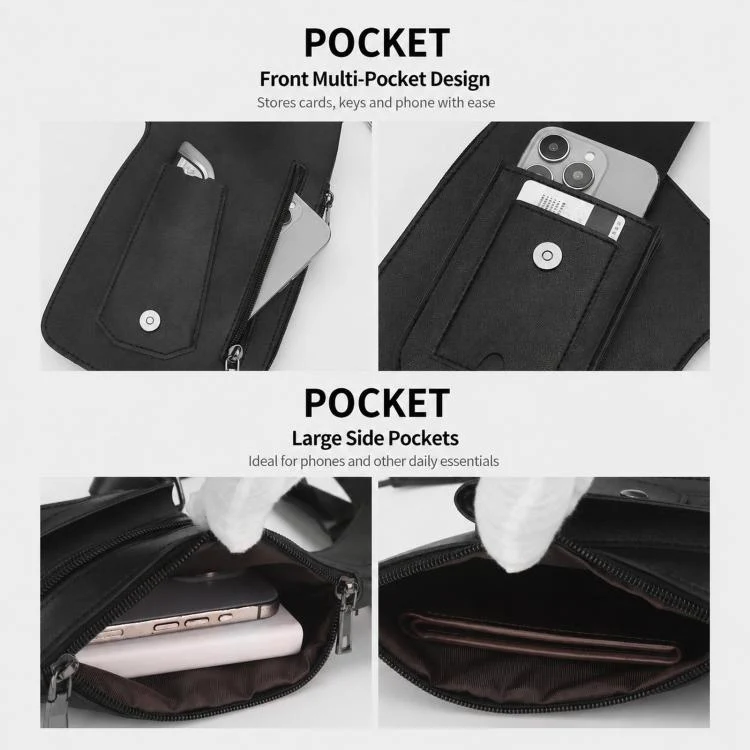 PU Leather Underarm Shoulder Bag Harness Anti Theft Chest Rig with Adjustable Straps Techwear Utility Vest Bag(Black) - Image 4