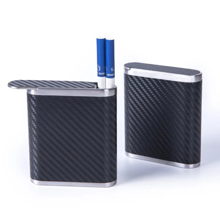 PU & Metal Cigarette Case for Men 20-Cigarette Capacity Crush-Proof Cigarette Holder(Carbon Fiber)