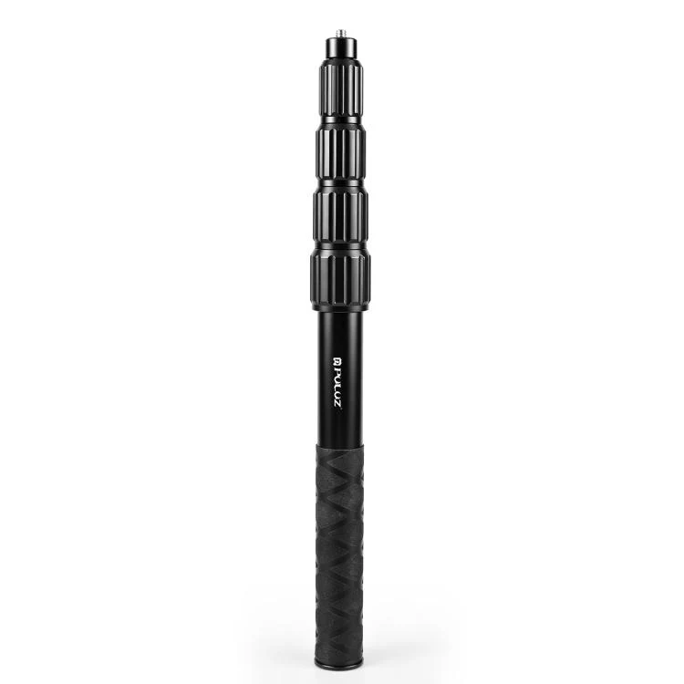 PULUZ 1.2m Aluminum Alloy Invisible Selfie Stick for DJI, Insta360, GoPro and Other Action Cameras, Anti-Shake Vlog Locking Telescopic Extension Monopod (Black) - Image 2