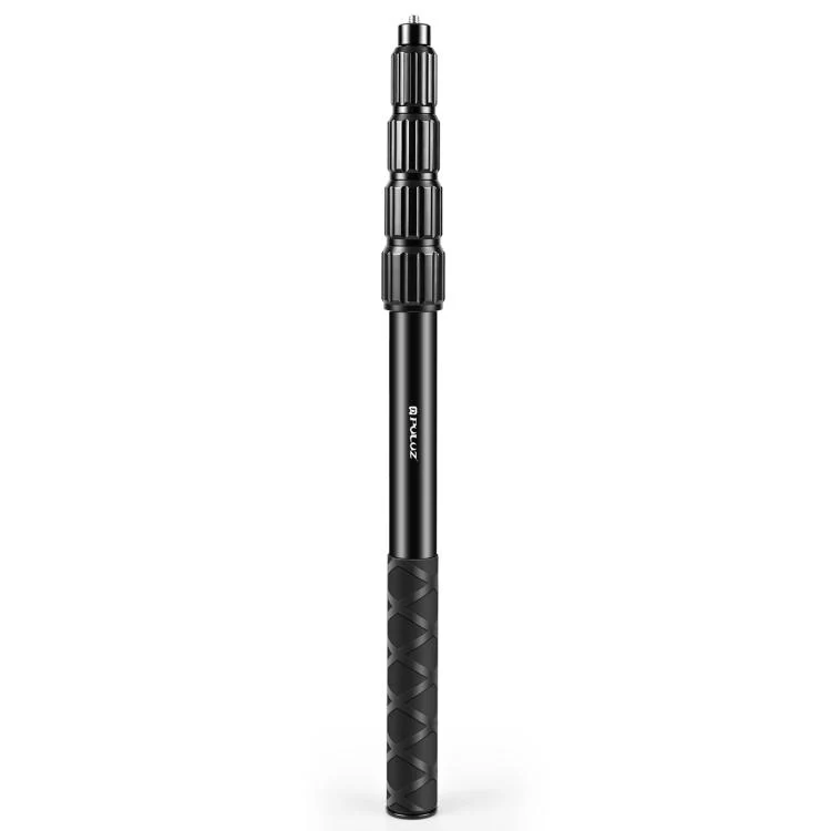 PULUZ 1.5m Aluminum Alloy Invisible Selfie Stick for DJI, Insta360, GoPro and Other Action Cameras, Anti-Shake Vlog Locking Telescopic Extension Monopod (Black) - Image 2
