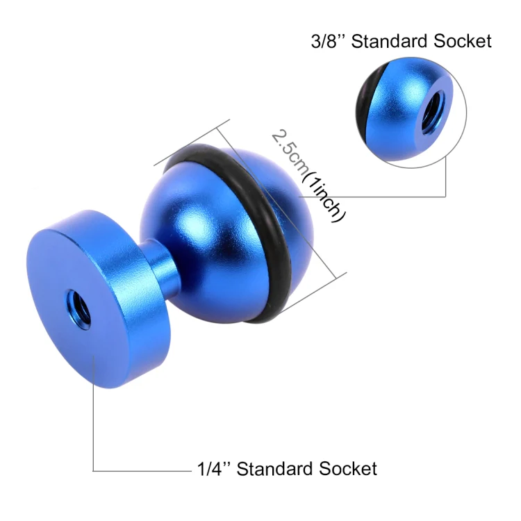 PULUZ CNC Aluminum Ball Head Adapter Mount for GoPro, Insta360, DJI and Other Action Cameras, Diameter: 2.5cm(Blue) - Image 2