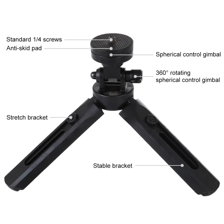PULUZ Pocket 5-mode Adjustable Desktop Tripod Mount with 1/4 inch Screw for DSLR & Digital Cameras, Adjustable Height: 16.5-21.5cm - Image 3