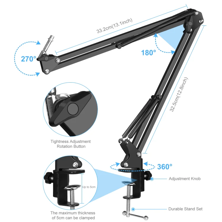 PULUZ Sound Card Live Broadcast Bluetooth Sound Mixer Studio Microphone Kits with Suspension Scissor Arm & Metal Shock Mount, Chinese Version(Black) - Image 2