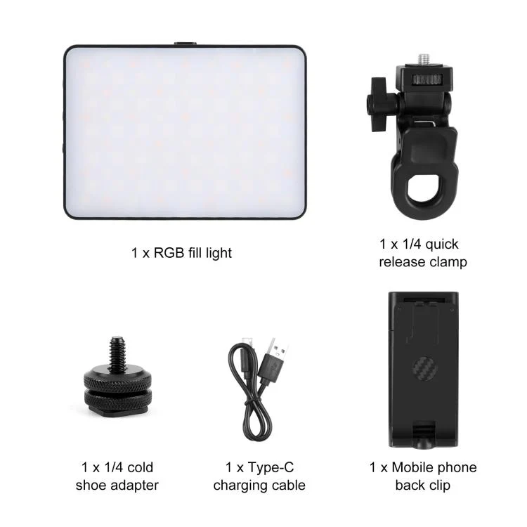 PULUZ Thin Pocket 94 LEDs RGB Full Color Beauty Fill Light Handheld Photography LED Light (Black) - Image 12