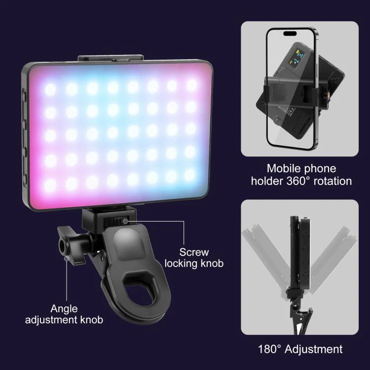 PULUZ Thin Pocket 94 LEDs RGB Full Color Beauty Fill Light Handheld Photography LED Light (Black) - Image 5