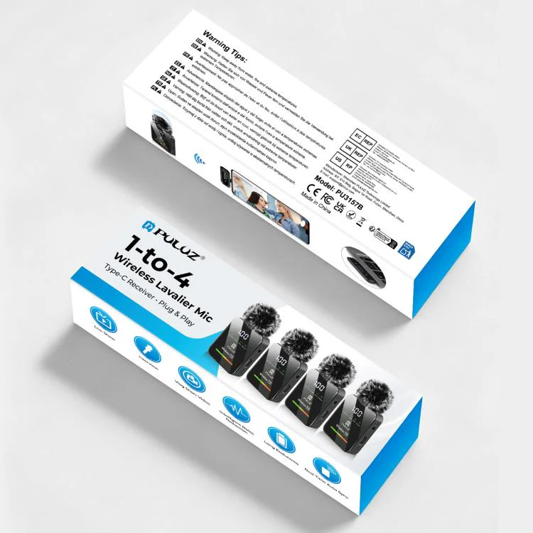 PULUZ Wireless Lavalier Microphone for Type-C Phone, Type-C Receiver and 4 x Microphones (Black) - Image 13