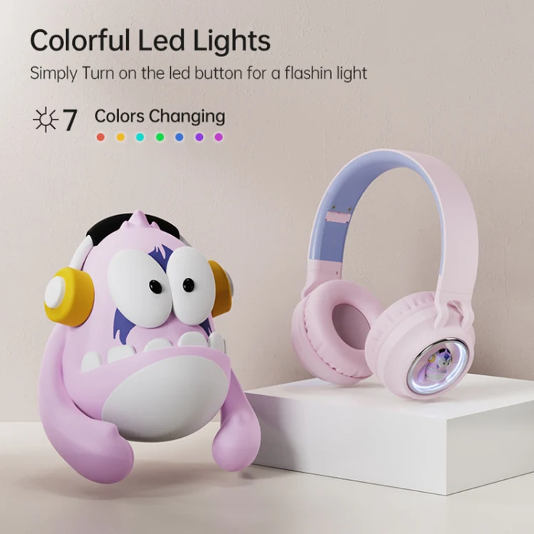 Q1 Headphones Monster Kids Over-Ear Bluetooth Earphones(Apricot) - Image 3