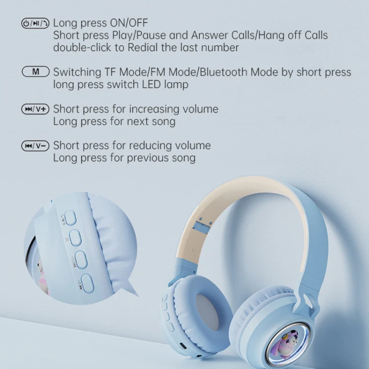 Q1 Headphones Monster Kids Over-Ear Bluetooth Earphones(Apricot) - Image 6