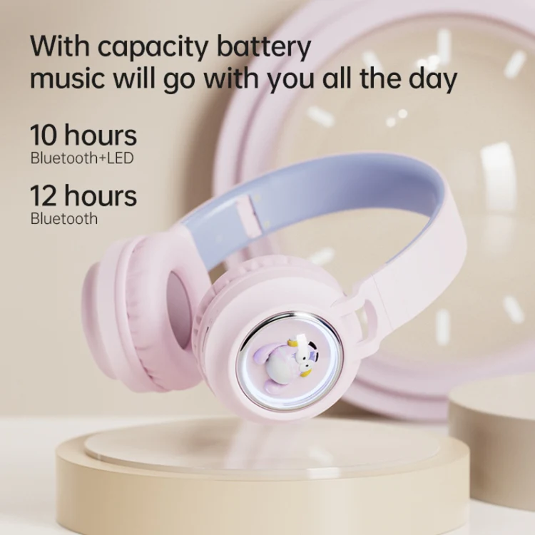 Q1 Headphones Monster Kids Over-Ear Bluetooth Earphones(Pink) - Image 4