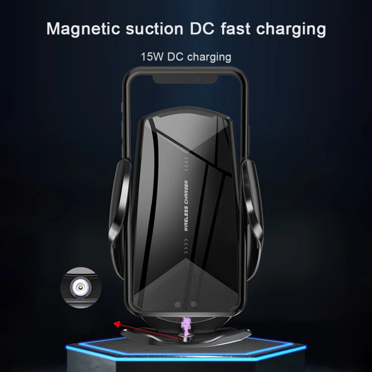 Q2 15W Universal Rotation Infrared Induction Magnetic Car Wireless Charging Mobile Phone Holder with Micro USB + 8 Pin + Type-C / USB-C Magnetic Connector(Silver) - Image 15