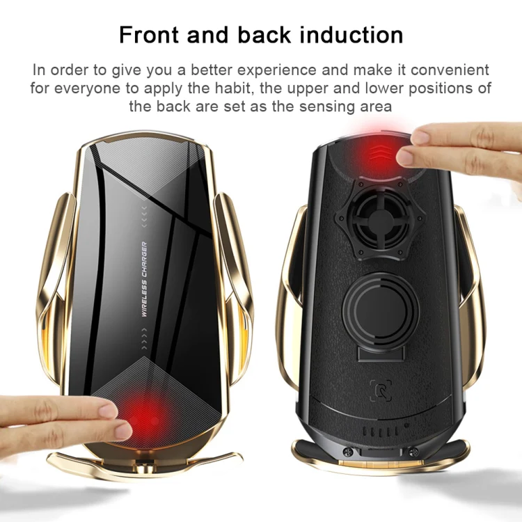 Q2 15W Universal Rotation Infrared Induction Magnetic Car Wireless Charging Mobile Phone Holder with Micro USB + 8 Pin + Type-C / USB-C Magnetic Connector(Silver) - Image 8