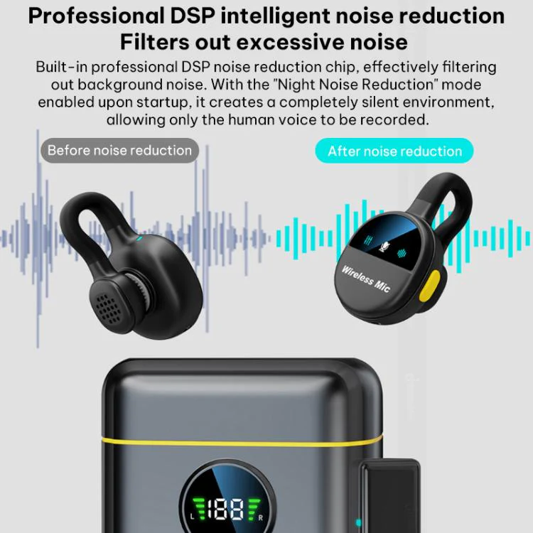 Q28 2 in 1 Lavalier Wireless Noise Cancellation Microphone, Model:8 Pin Plug - Image 4