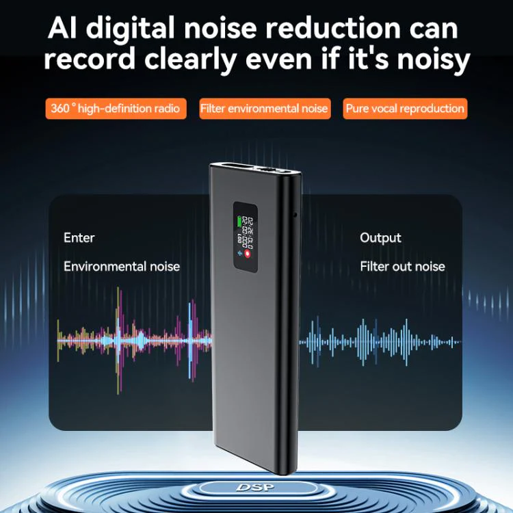 Q31P 0.42-inch Screen Pin-style Voice Recorder, Memory:16GB(Black) - Image 6