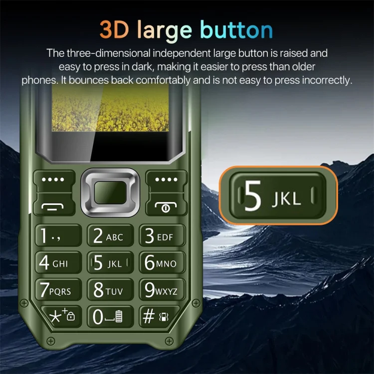 Q6000 Elder Keypad Phone, 2.4 inch, 6800mAh, Dual Flashlights, 21 Keys, SOS, FM, Dual SIM, GSM, Plug:UK Plug(Green) - Image 11