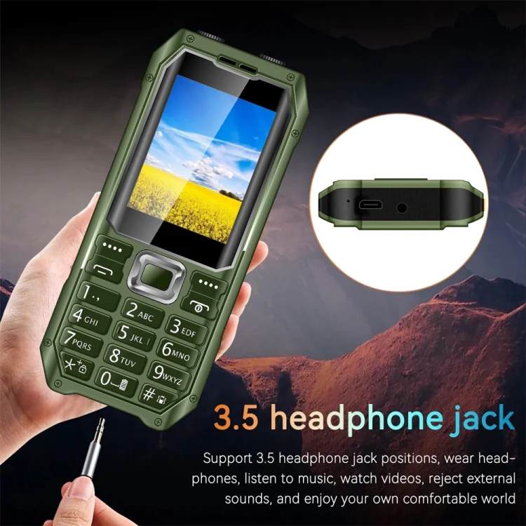 Q6000 Elder Keypad Phone, 2.4 inch, 6800mAh, Dual Flashlights, 21 Keys, SOS, FM, Dual SIM, GSM, Plug:US Plug(Green) - Image 8