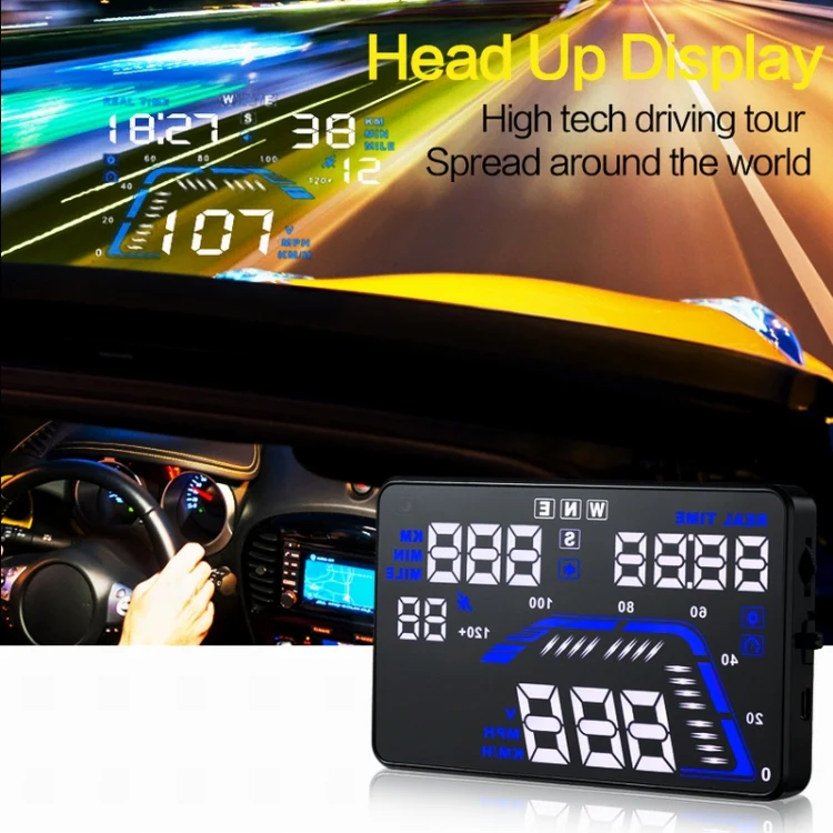 Q7 5.5 inch Car GPS HUD Vehicle-mounted Head Up Display Security System, Support Speed & Real Time & Altitude & Over Speed Alarm & Satellite Number, etc. - Image 7