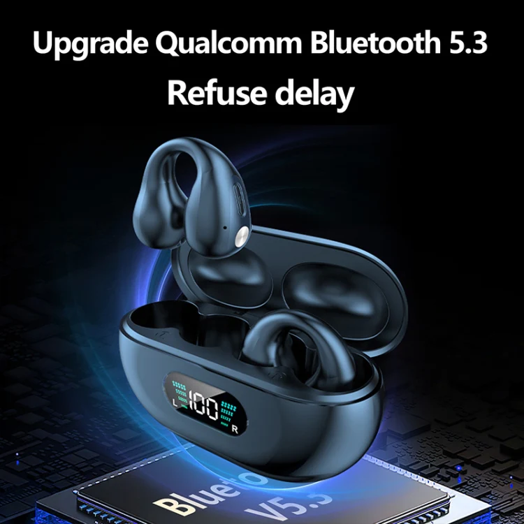 Q80 TWS Bluetooth 5.3 Wireless Earclip Bone Conduction Noise Reduction Bluetooth Headphone(Black) - Image 3