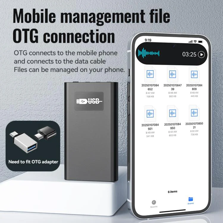 Q86 0.77-inch Screen Ultra-long Standby Smart Digital Voice Recorder, Memory:64GB(Black) - Image 6
