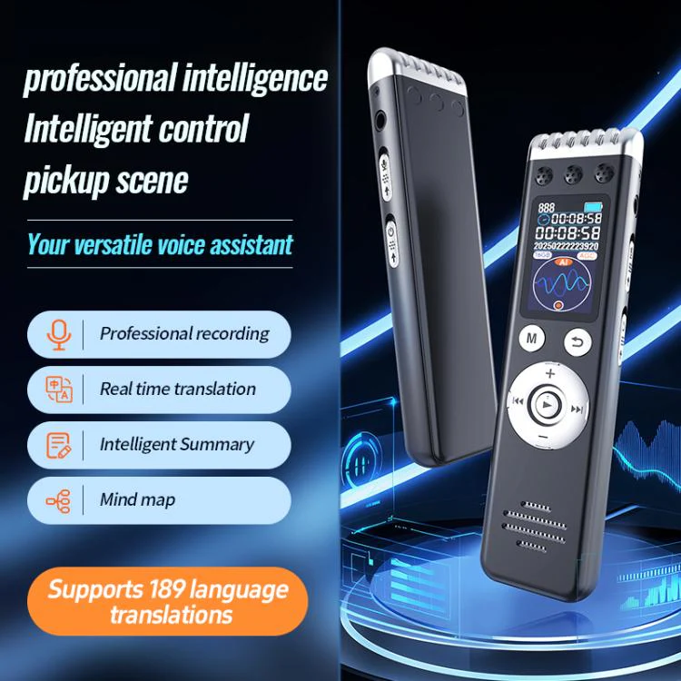 Q88A 1.14-inch Screen Multi-function HD Smart Voice Recorder Support AIREC-APP, Memory:8GB(Black) - Image 3
