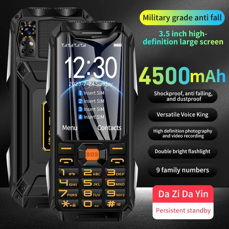 Q9-1 4G Elder Keypad Rugged Phone, 3.5 inch, 4500mAh, 21 Keys, SOS, FM, Network: 4G, Dual SIM(Black) - Image 3