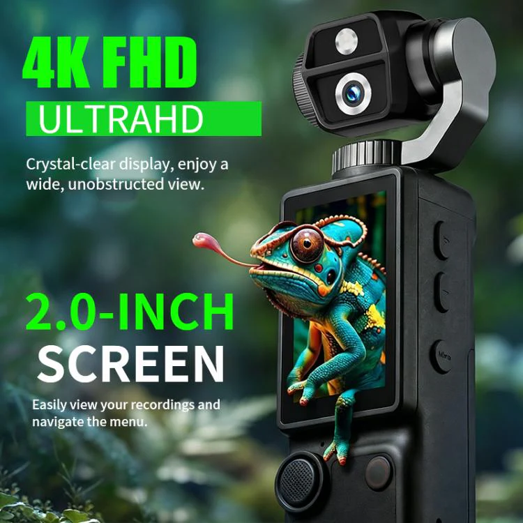 Q9 2 inch IPS Screen 4K UHD Sports Gimbal Camera(Black) - Image 4